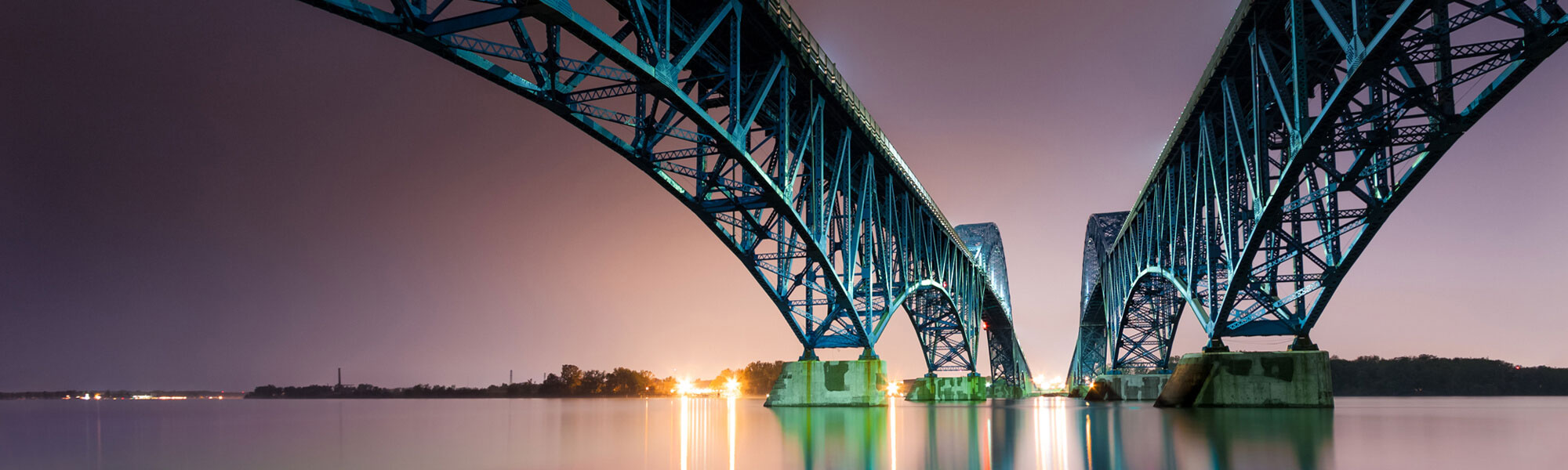 Grand Island, NY landscape with two bridges