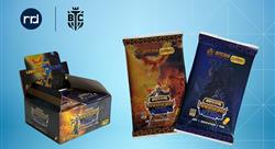Bitcoin trading cards on a blue background