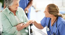 Doctor, documents and discussion with senior woman in hospital, medical results or treatment